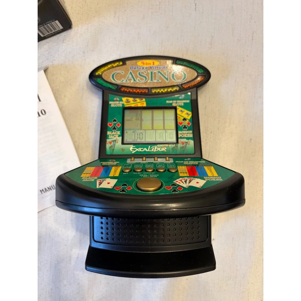 Excalibur Deluxe Virtual Casino Electronic Game VR02-V Green 5-in-1 Handheld